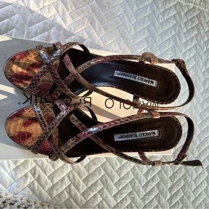 Manolo Blahnik  sandals , multi pink snake print